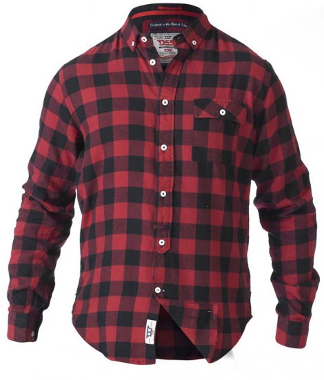 D555 Lawton LS Flannel Shirt Red - Cămăși - Cămăși Bărbați Mărimi Mari