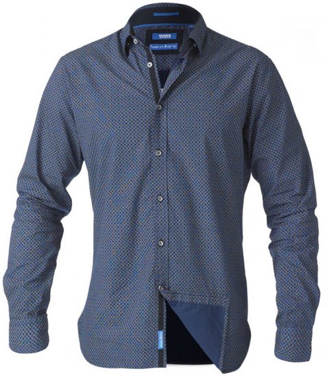 D555 Scott LS Printed Shirt Blue - Cămăși - Cămăși Bărbați Mărimi Mari