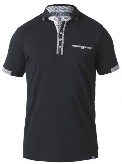 D555 SWANN Short Sleeve Stretch Polo Black - Tricouri polo - Tricouri Polo Bărbați Mărimi Mari