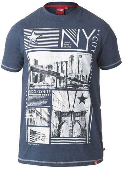 D555 RUEBEN NY City Print T-Shirt Denim - Tricouri - Tricouri Bărbați Mărimi Mari