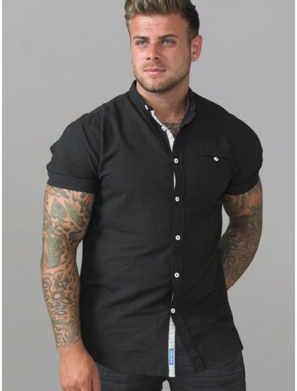 D555 Dwight Short Sleeve Shirt Black - Cămăși - Cămăși Bărbați Mărimi Mari