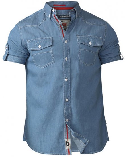 D555 Nathan Short Sleeve Shirt Blue - Cămăși - Cămăși Bărbați Mărimi Mari