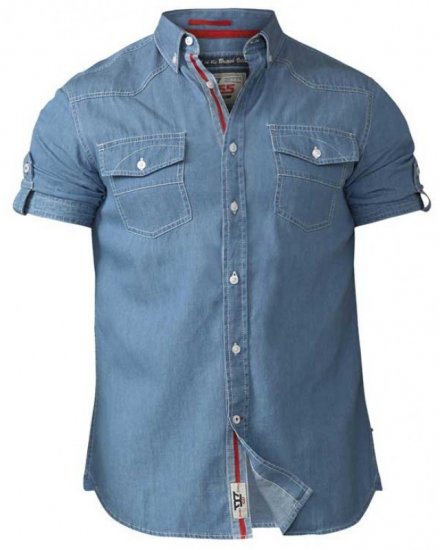 D555 Nathan Short Sleeve Shirt Blue - Cămăși - Cămăși Bărbați Mărimi Mari
