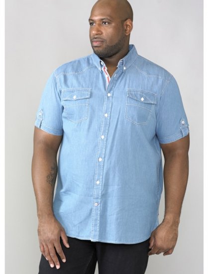D555 Nathan Short Sleeve Shirt Blue - Cămăși - Cămăși Bărbați Mărimi Mari