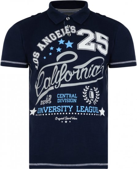 Kam Jeans 5219 Los Angeles Polo Navy - Tricouri polo - Tricouri Polo Bărbați Mărimi Mari