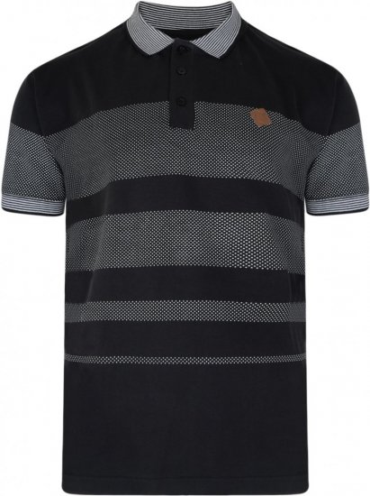 Kam Jeans 5222 Stripe and Dot Polo Black - Tricouri polo - Tricouri Polo Bărbați Mărimi Mari