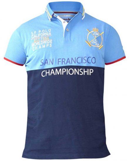 D555 Ernest Polo Blue & Navy - Tricouri polo - Tricouri Polo Bărbați Mărimi Mari