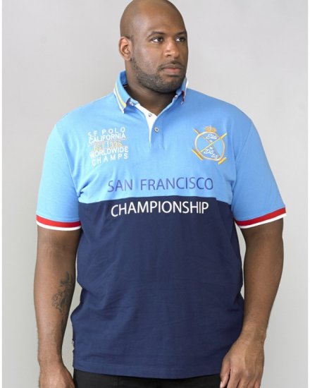 D555 Ernest Polo Blue & Navy - Tricouri polo - Tricouri Polo Bărbați Mărimi Mari