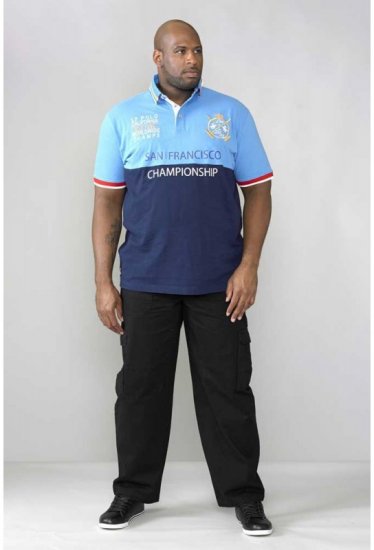 D555 Ernest Polo Blue & Navy - Tricouri polo - Tricouri Polo Bărbați Mărimi Mari