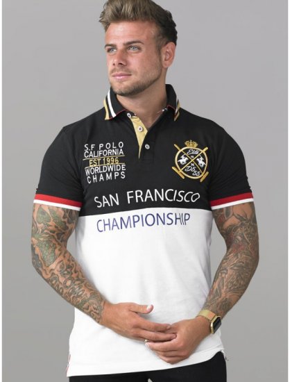 D555 Ernest Polo Black & White - Tricouri polo - Tricouri Polo Bărbați Mărimi Mari