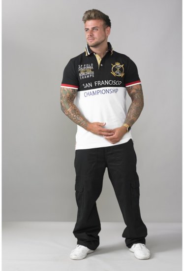 D555 Ernest Polo Black & White - Tricouri polo - Tricouri Polo Bărbați Mărimi Mari