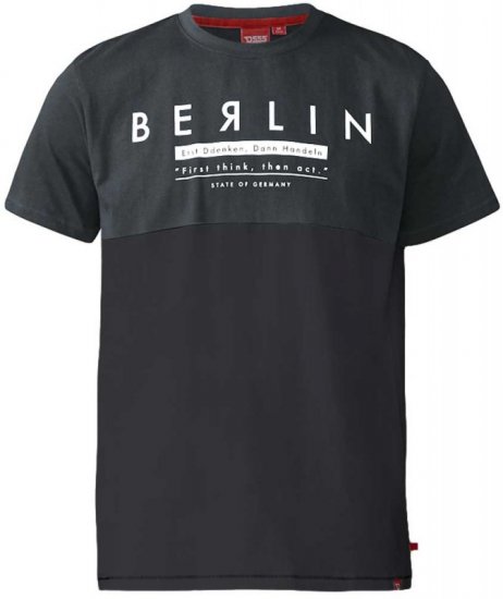D555 Hamish T-shirt Charcoal & Black - Tricouri - Tricouri Bărbați Mărimi Mari