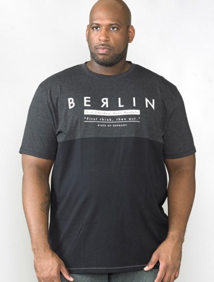 D555 Hamish T-shirt Charcoal & Black - Tricouri - Tricouri Bărbați Mărimi Mari