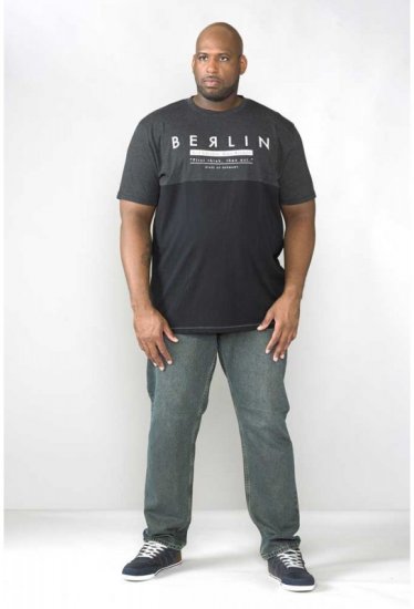 D555 Hamish T-shirt Charcoal & Black - Tricouri - Tricouri Bărbați Mărimi Mari