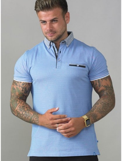 D555 Journey Fine Melange Polo Blue - Tricouri polo - Tricouri Polo Bărbați Mărimi Mari