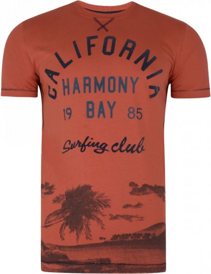Kam Jeans 5207 Harmony Bay T-shirt Red - Tricouri - Tricouri Bărbați Mărimi Mari