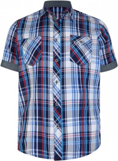 Kam Jeans 6149 Short Sleeve Shirt Blue - Cămăși - Cămăși Bărbați Mărimi Mari