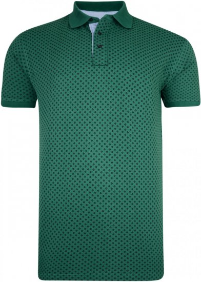 Kam Jeans 5224 Diamond Print Polo Pine - Tricouri polo - Tricouri Polo Bărbați Mărimi Mari