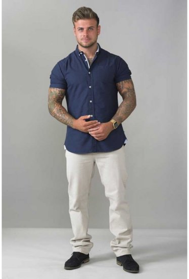 D555 Norman Short Sleeve Oxford Shirt Navy - Cămăși - Cămăși Bărbați Mărimi Mari