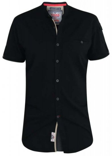 D555 Archer Collarless Shirt Black - Cămăși - Cămăși Bărbați Mărimi Mari