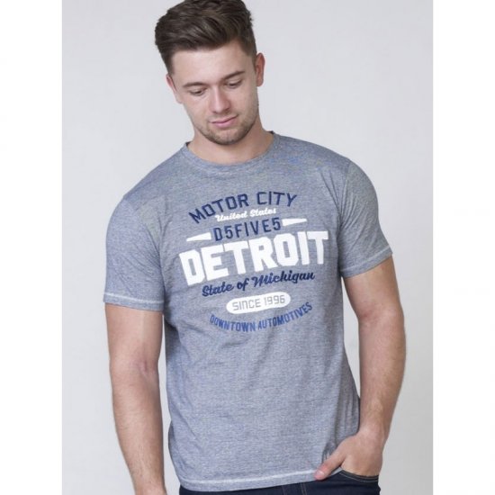 D555 Darcy Embroidered T-shirt Blue - Tricouri - Tricouri Bărbați Mărimi Mari