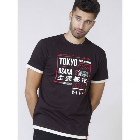 D555 Merlin T-shirt Black - Tricouri - Tricouri Bărbați Mărimi Mari