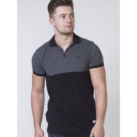 D555 Stefhen Polo Black - Tricouri polo - Tricouri Polo Bărbați Mărimi Mari