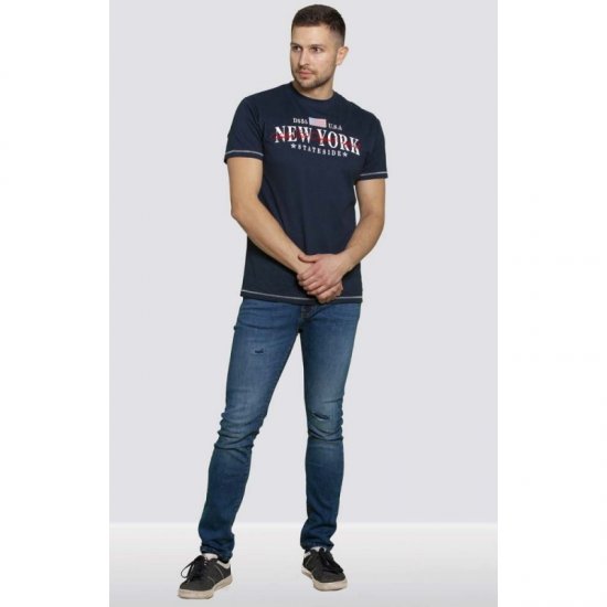 D555 Thornton Embroidery T-shirt Navy - Tricouri - Tricouri Bărbați Mărimi Mari
