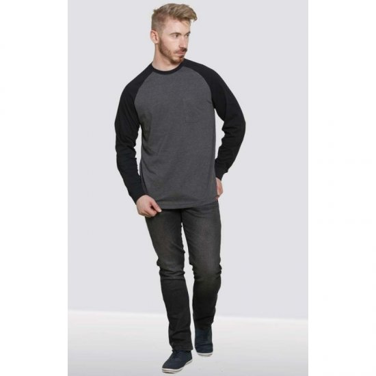 D555 Illinois Long Sleeve T-shirt Charcoal - Tricouri - Tricouri Bărbați Mărimi Mari