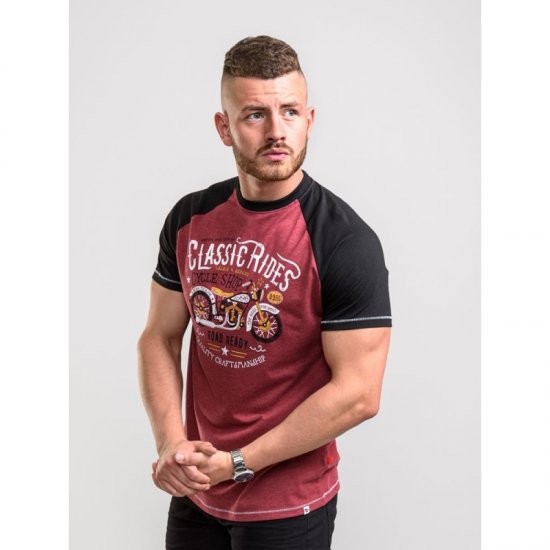 D555 Evans T-shirt Burgundy - Tricouri - Tricouri Bărbați Mărimi Mari