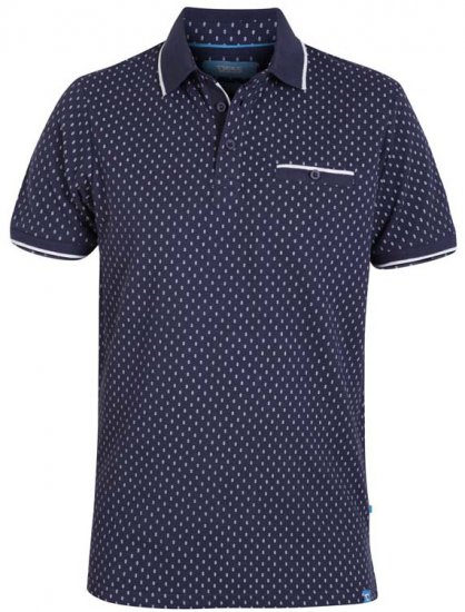 D555 Rogers Printed Polo Navy - Tricouri polo - Tricouri Polo Bărbați Mărimi Mari