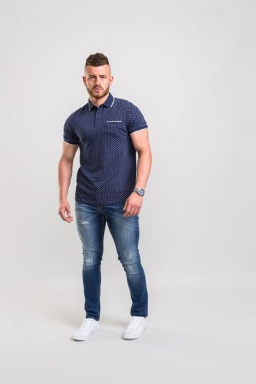 D555 Rogers Printed Polo Navy - Tricouri polo - Tricouri Polo Bărbați Mărimi Mari