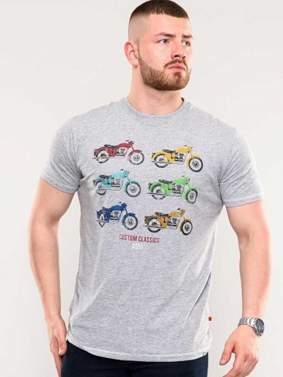 D555 Bathurst Custom Classics Motorbike Printed T-Shirt Grey - Tricouri - Tricouri Bărbați Mărimi Mari