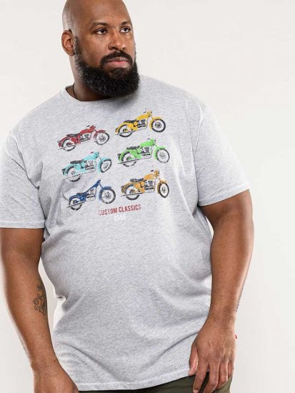 D555 Bathurst Custom Classics Motorbike Printed T-Shirt Grey - Tricouri - Tricouri Bărbați Mărimi Mari