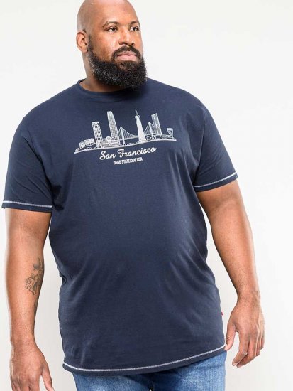 D555 Randwick San Francisco Printed T-Shirt Navy - Tricouri - Tricouri Bărbați Mărimi Mari