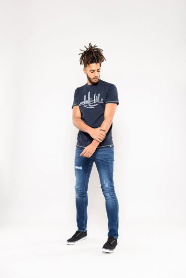 D555 Randwick San Francisco Printed T-Shirt Navy - Tricouri - Tricouri Bărbați Mărimi Mari