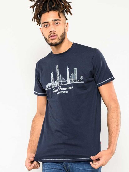 D555 Randwick San Francisco Printed T-Shirt Navy - Tricouri - Tricouri Bărbați Mărimi Mari