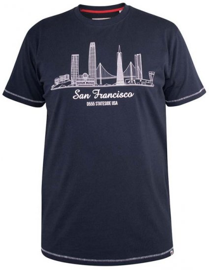 D555 Randwick San Francisco Printed T-Shirt Navy - Tricouri - Tricouri Bărbați Mărimi Mari