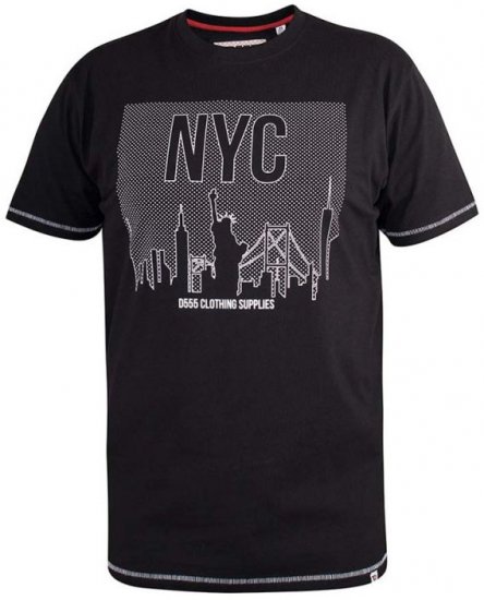D555 Willoughby NYC Dot Printed T-Shirt Black - Tricouri - Tricouri Bărbați Mărimi Mari