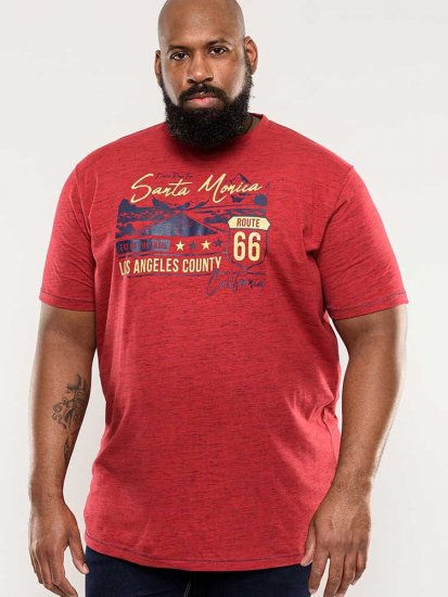 D555 Brisbane Santa Monica Route 66 Printed T-Shirt Red - Tricouri - Tricouri Bărbați Mărimi Mari