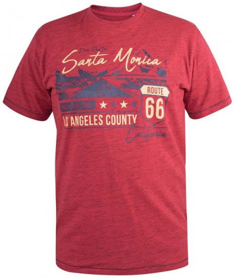 D555 Brisbane Santa Monica Route 66 Printed T-Shirt Red - Tricouri - Tricouri Bărbați Mărimi Mari