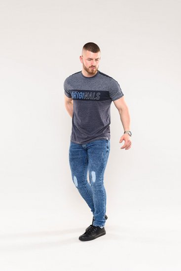 D555 Anson Originals Printed T-shirt Denim Marl - Tricouri - Tricouri Bărbați Mărimi Mari