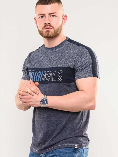 D555 Anson Originals Printed T-shirt Denim Marl - Tricouri - Tricouri Bărbați Mărimi Mari