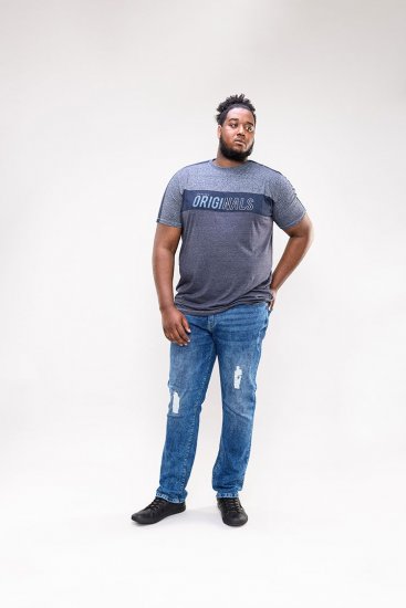 D555 Anson Originals Printed T-shirt Denim Marl - Tricouri - Tricouri Bărbați Mărimi Mari