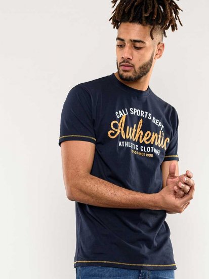 D555 Jasper Authentic Printed T-shirt Navy - Tricouri - Tricouri Bărbați Mărimi Mari
