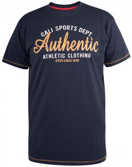 D555 Jasper Authentic Printed T-shirt Navy - Tricouri - Tricouri Bărbați Mărimi Mari
