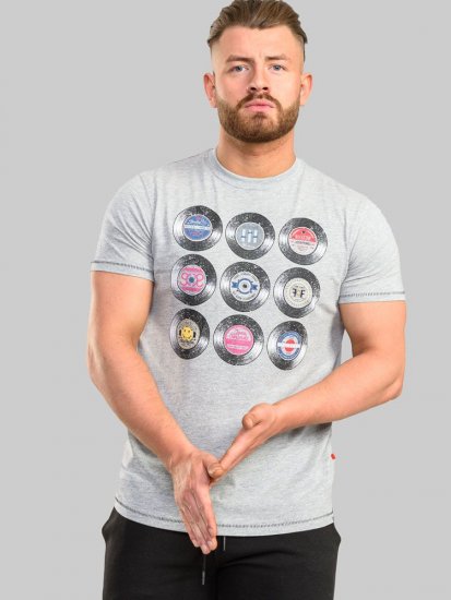 D555 Hexworth Vinyl Records Printed T-Shirt - Tricouri - Tricouri Bărbați Mărimi Mari