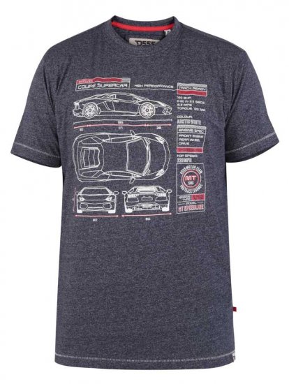 D555 Oakhill Super Car Blueprint T-shirt - Tricouri - Tricouri Bărbați Mărimi Mari