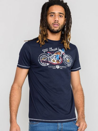 D555 DENTON Motorbike Printed T-Shirt - Tricouri - Tricouri Bărbați Mărimi Mari