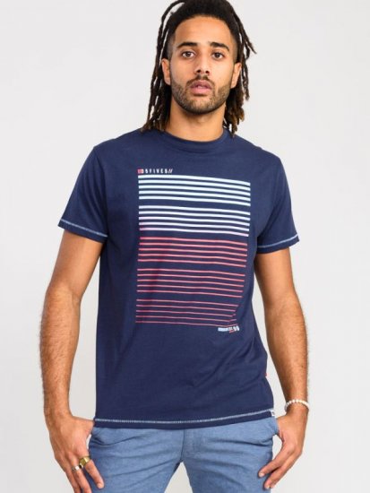 D555 Cransford Gradient Line Printed T-Shirt - Tricouri - Tricouri Bărbați Mărimi Mari